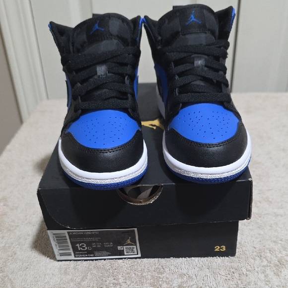 Jordan Kids' Black and Blue High-Top Sneakers
